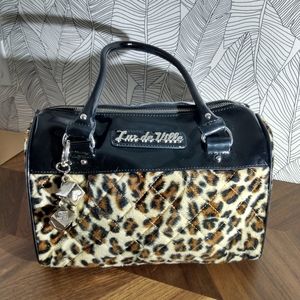 Lux de Ville - Atomic Tote, black vinyl & leopard
